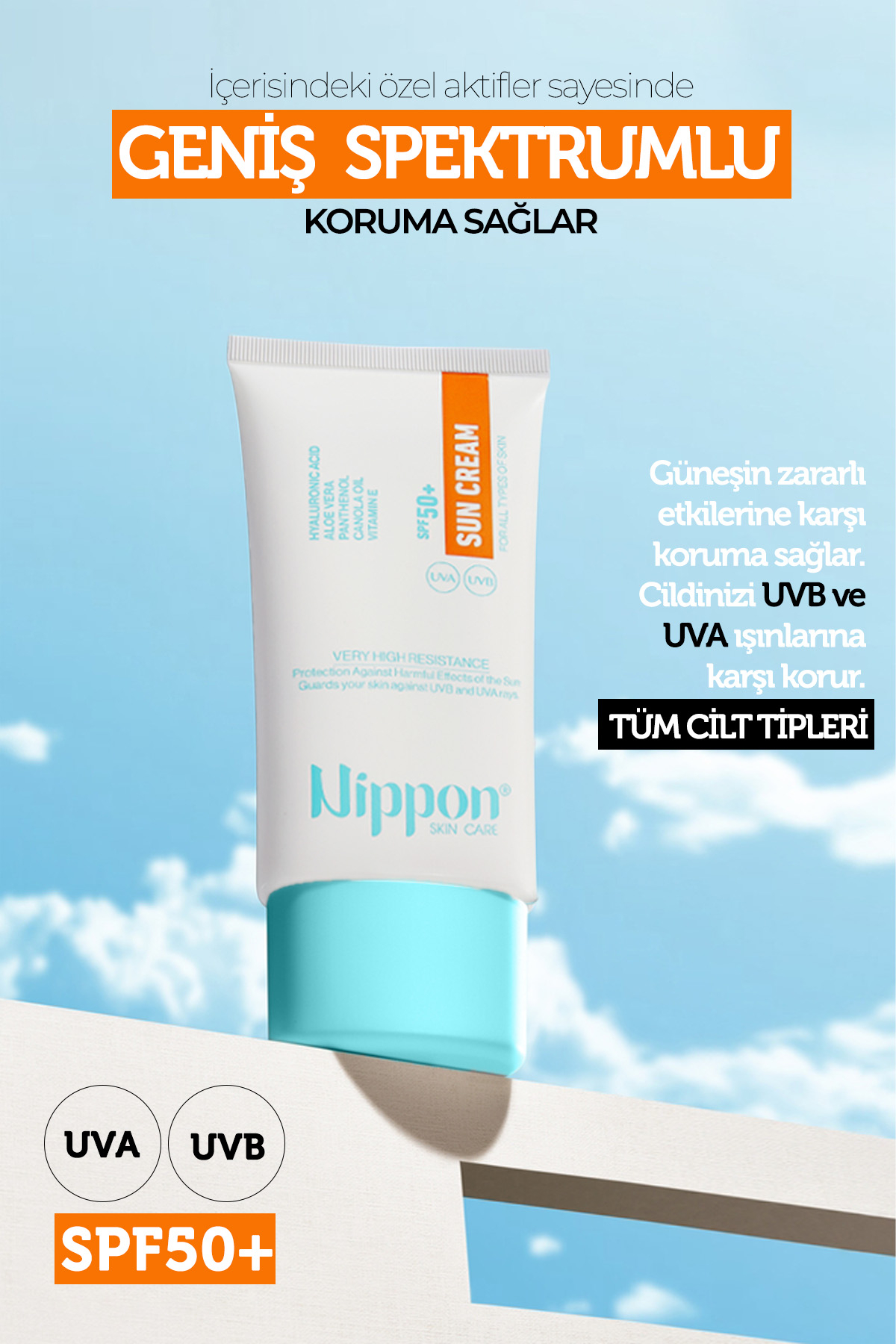 Nippon Güneş Kremi 50SPF 50 ML - Mavi
